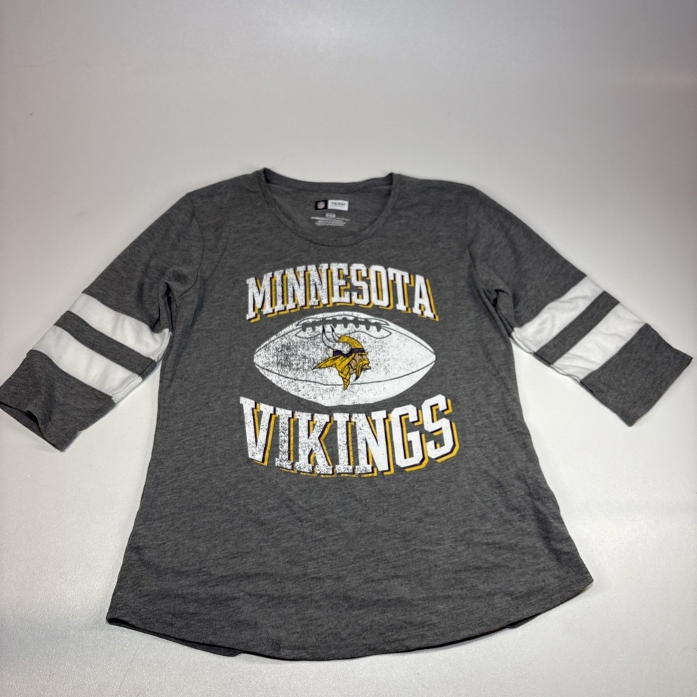 Minnesota‎ Vikings NFL Team Apparel Football Women's M 3/4 Sleeve Gray